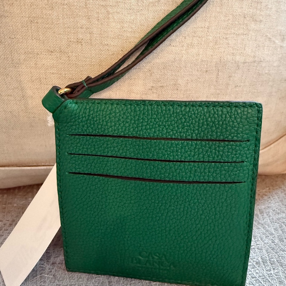 Casablanca Cream and Green Crossbody leather cardholder - Picture 4 of 7